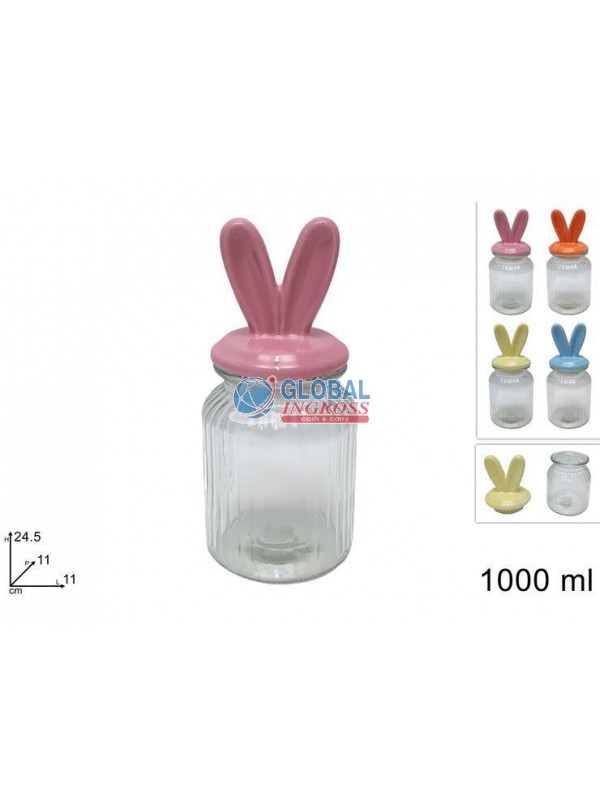BARATTOLO VETRO C/ORECCHIE CONIGLIO 1Lt