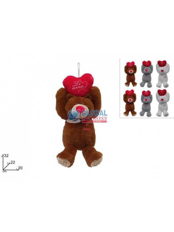 PELUCHE ORSO C/CUORE ROSSO 26cm