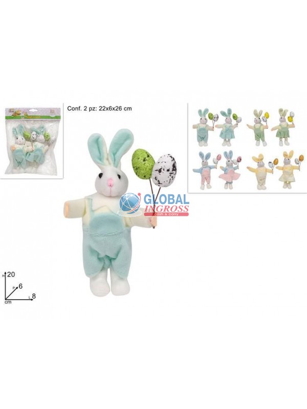 CONIGLI C/UOVA 2pz 20cmCOL.ASS.