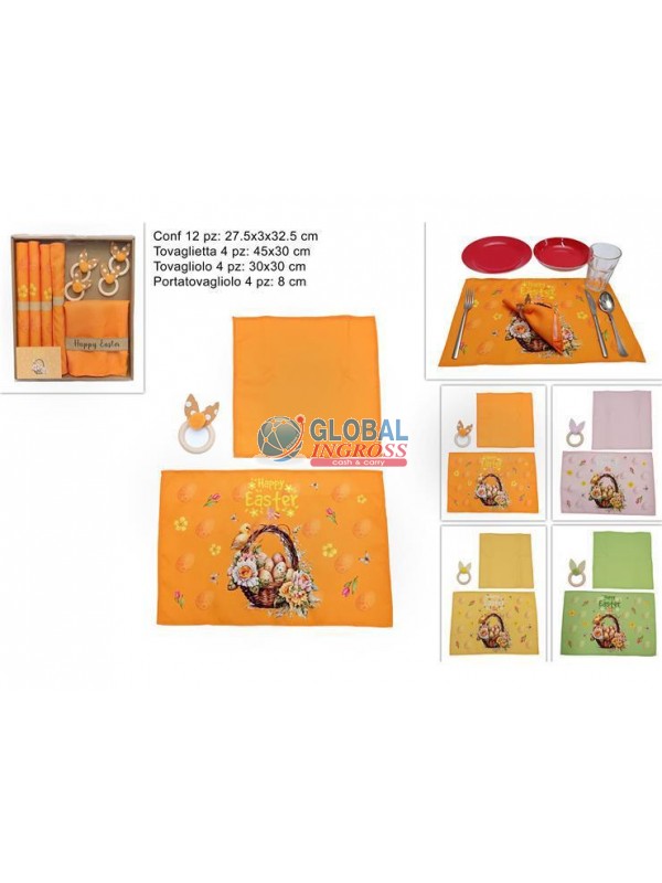 SET TAVOLA 12pz DEC.PASQUA PULCINI