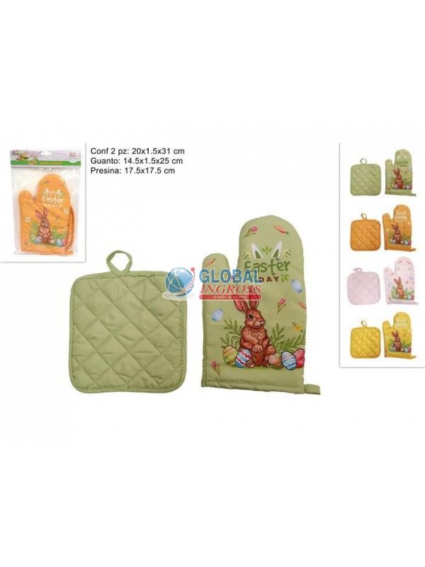 SET CUCINA PASQUA GUANTO E PRESINA CONIGLIO COL.ASS.