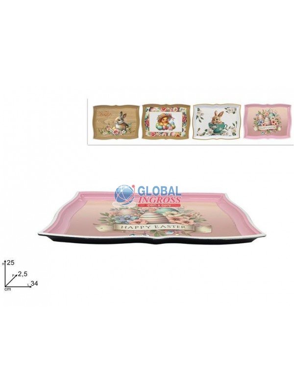 VASSOIO PASQUA PLASTICA34x25 EFFETTO LEGNO