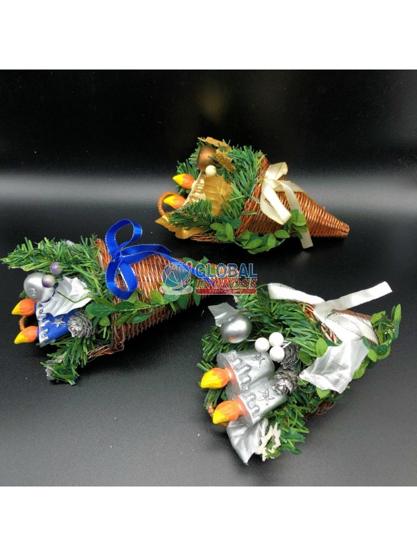 CORNUCOPIA DECORATA COLORI ASSORTITI 20cm