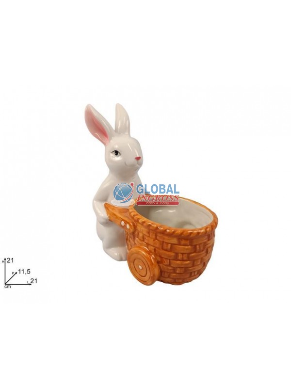 CONIGLIO C/CARRETTO 21cm