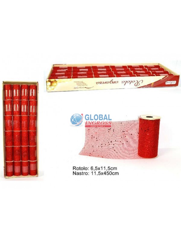 NASTRO RETE PAILLETTES 11,5x450cm ROSSO