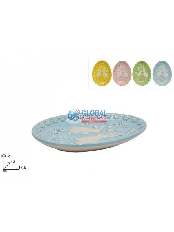 VASSOIO UOVO CERAMICA DECORO PASQUA