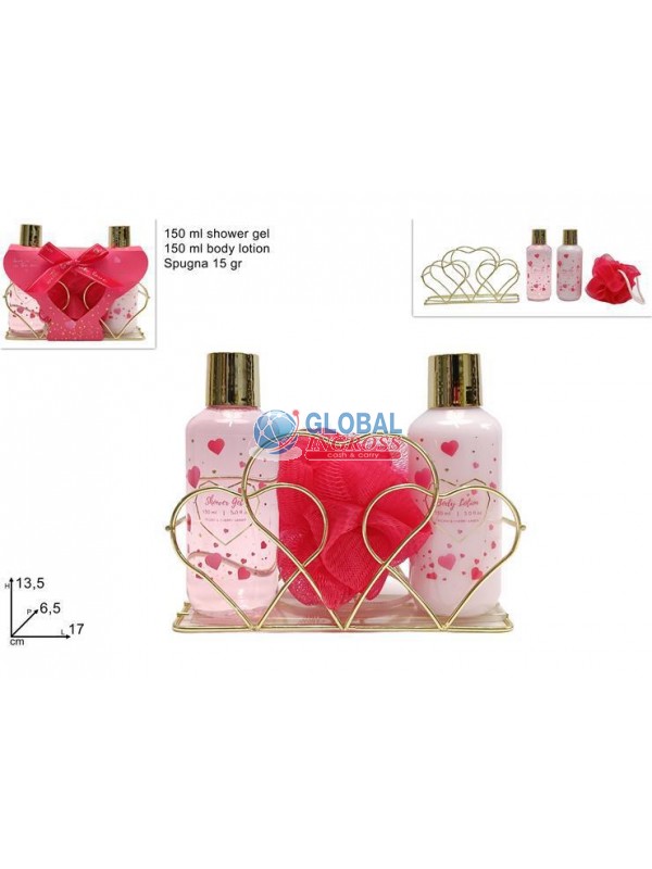 CONFEZIONE REGALO CUORIC/SET DA BAGNO 3pz ROSSO