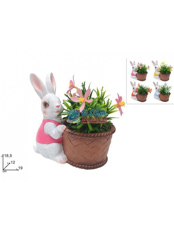 CONIGLIO CON VASO C/PIANTINA ASS.