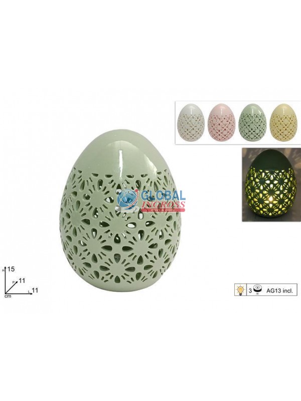 UOVO CERAMICA 15cm C/LUCE