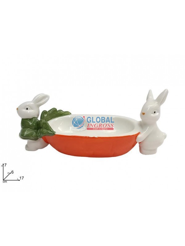 VASSOIO CAROTA PORTAUOVO C/CONIGLI 2 POSTI