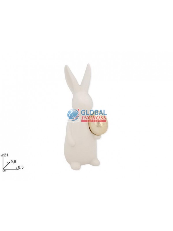 CONIGLIO CERAMICA C/UOVO ORO