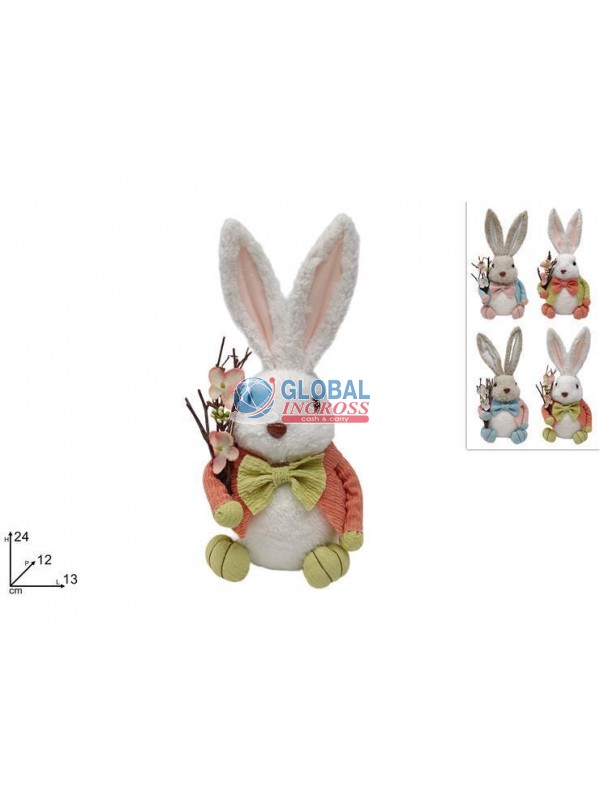 CONIGLIO PELLICCIA 24cmCON FIORI PESCO