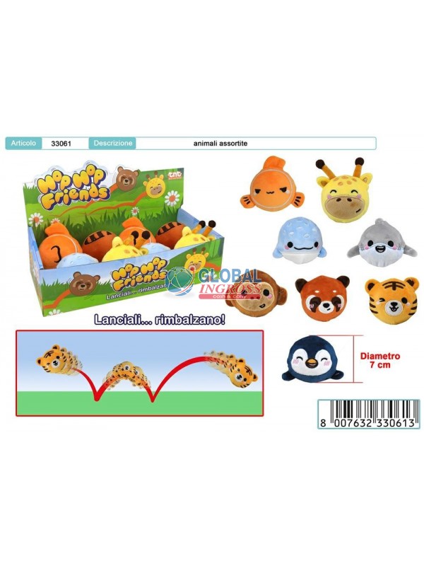 PALLINA RIMBALZANTE PLUSH 7cm - HOP HOP FRIENDS modelli ass.