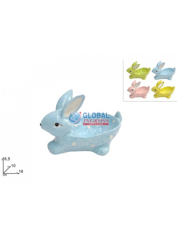 VASSOIO CONIGLIO CERAMICA 18cm COL.ASS.