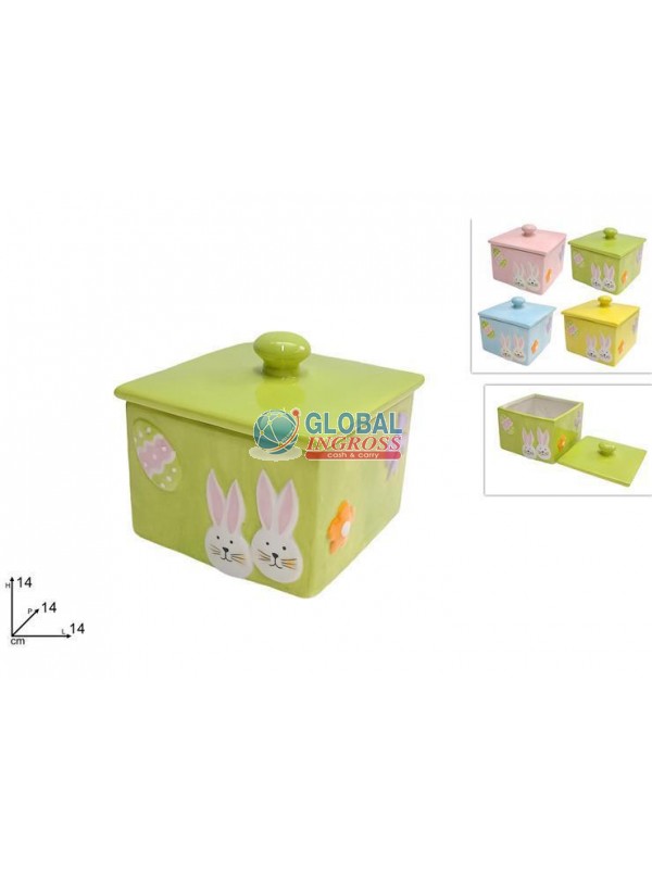 BARATTOLO PASQUA QUADRATO 14cm CERAMICA