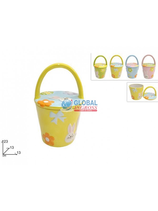 BARATTOLO PASQUA CESTO CERAMICA 23cm CON MANICO