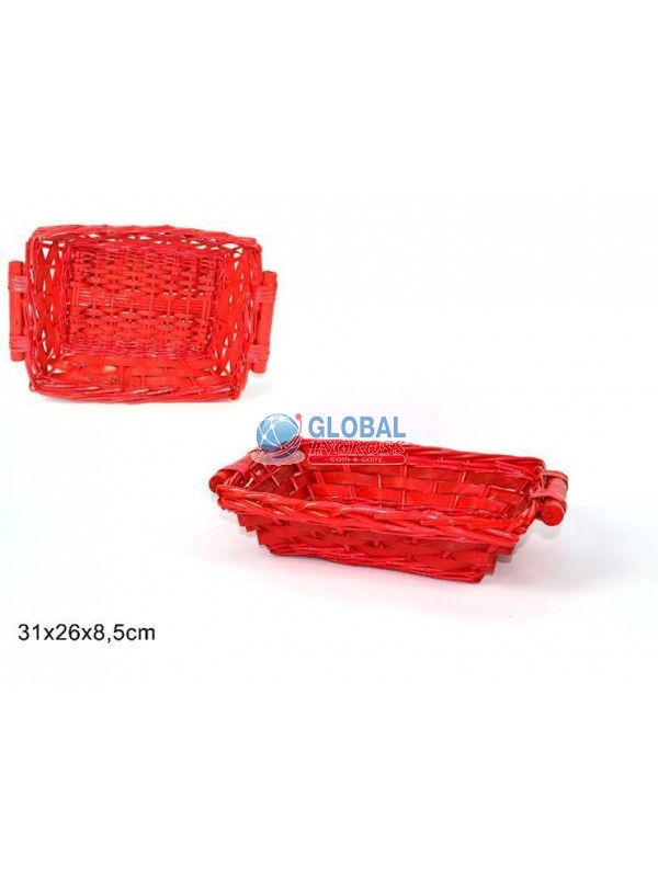 CESTA RETTANGOLARE ROSSA 31x26