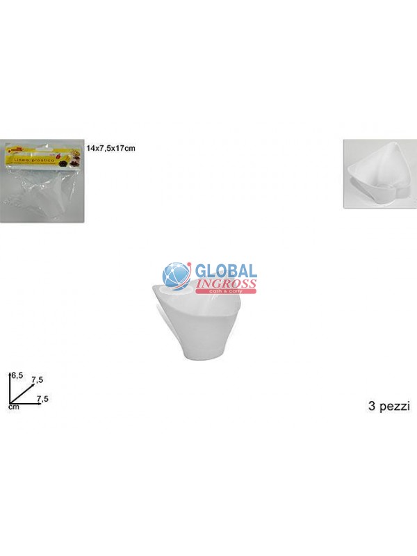 COPPETTA TRIANGOLARE BIANCA 3pz