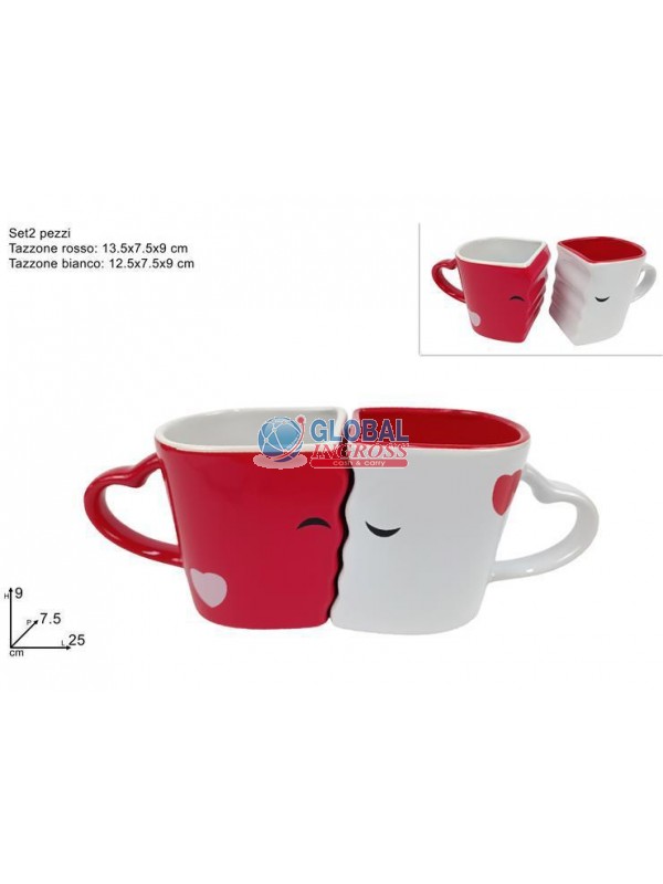 COPPIA TAZZE KISS BIANCA/ROSSA