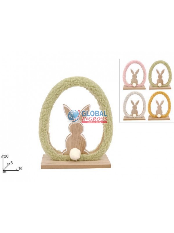 UOVO LEGNO C/PELLICCIA 20cm CON CONIGLIO