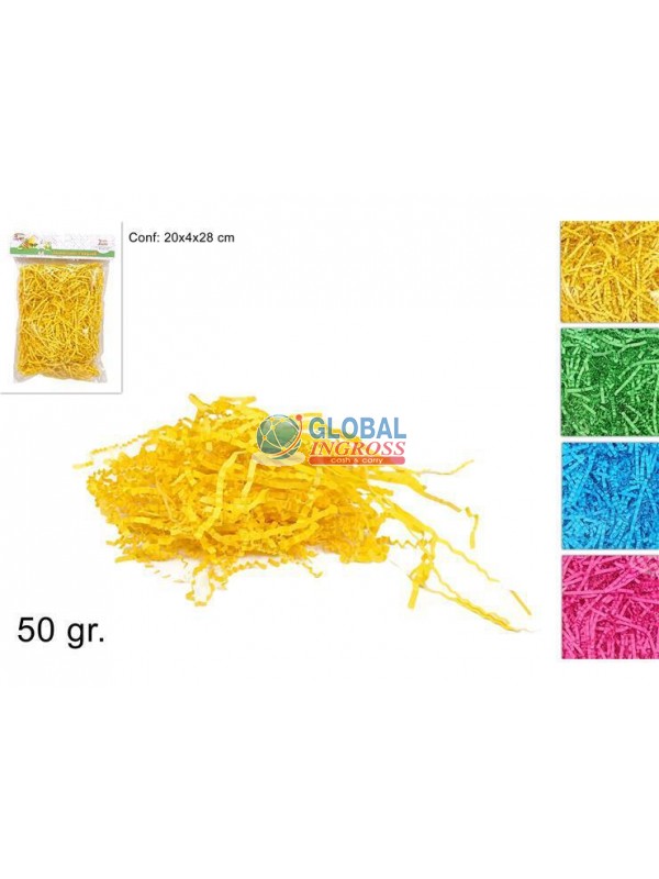 PAGLIA CARTA COLORATA ONDULATA 50gr COL.ASS.