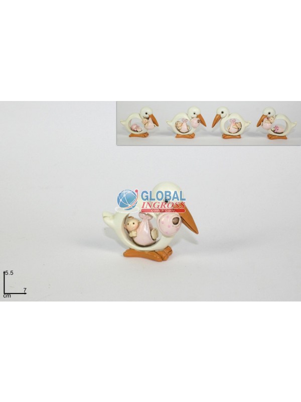 CICOGNA BIMBA ROSA 7cm