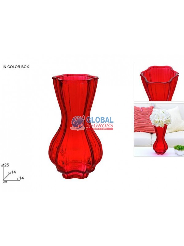 VASO VETRO ROSSO 25cm