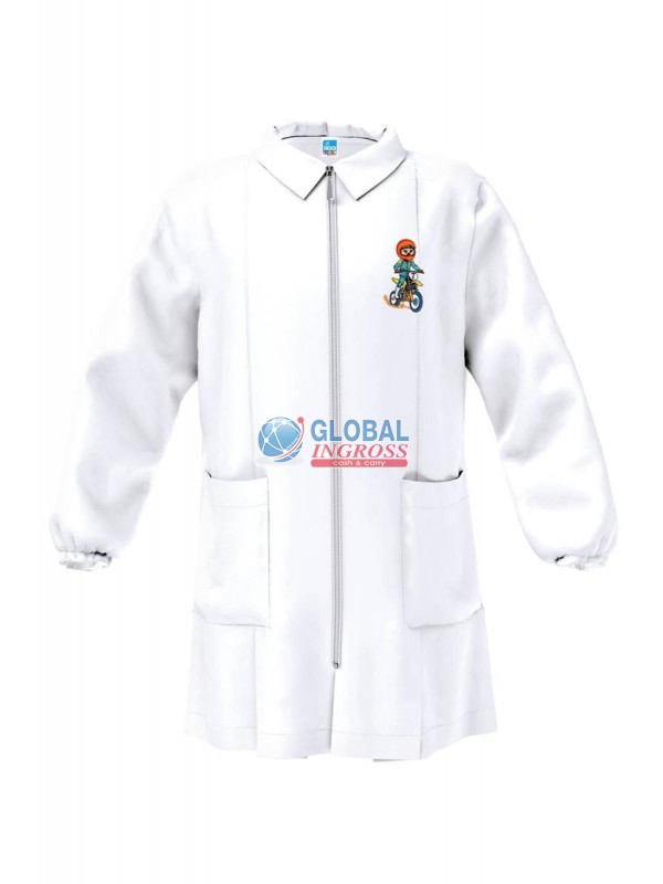 GREMBIULE ASILO BIANCO BIMBO CERNIERA 60 MOTOCROSS 5anni