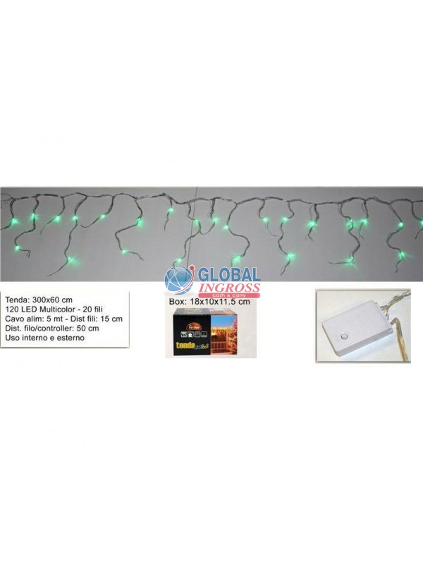 TENDA 120 LED MULTICOLOR CAVO TRASPARENTE