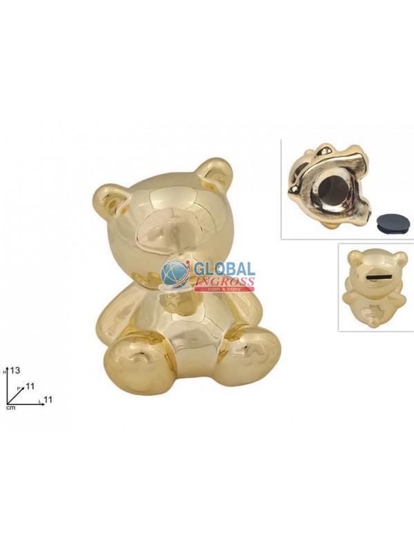 SALVADANAIO ORSETTO CERAMICA ORO