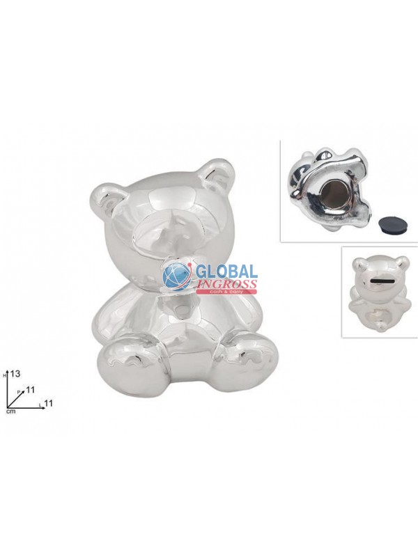 SALVADANAIO ORSETTO CERAMICA ARGENTO