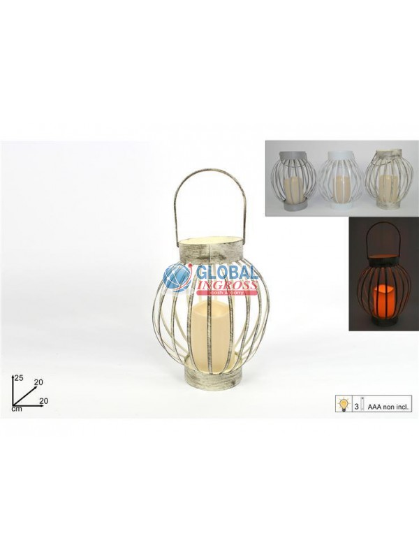 LANTERNA METALLO 25cm C/LUCE