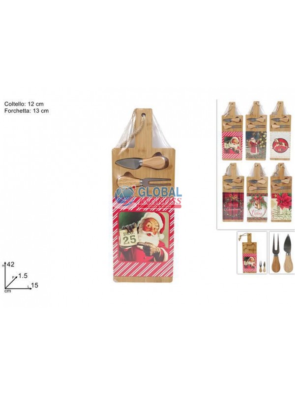 TAGLIERE NATALE LEGNO ECERAMICA C/ACCESSORI