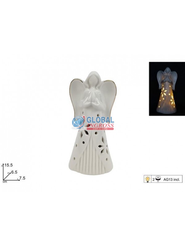ANGELO C/DECORO ORO 15cm C/LUCE