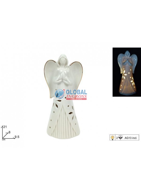 ANGELO 21cm CERAMICA C/DECORO ORO C/LUCE