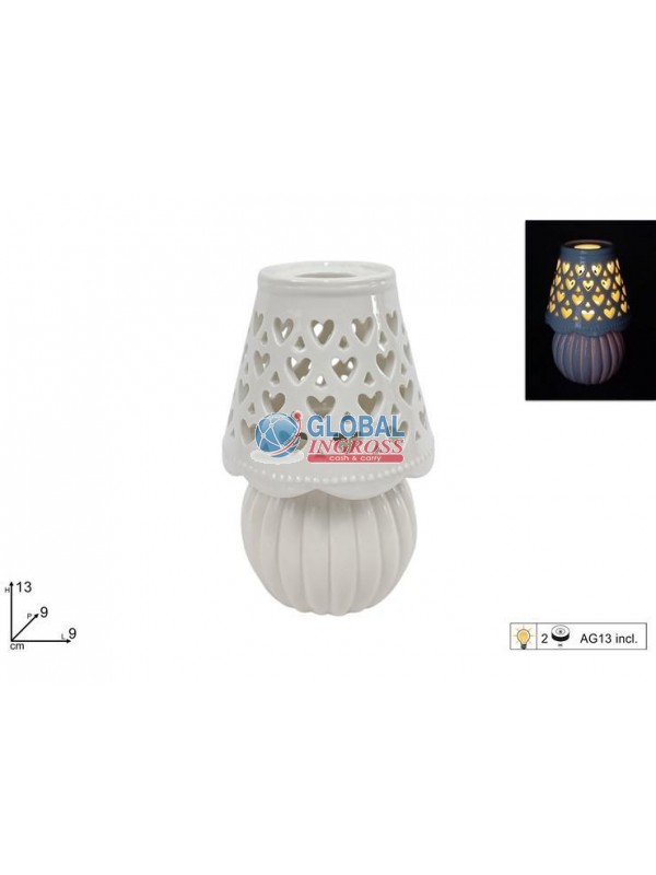 LUME BIANCO 13cm CERAMICA C/LUCE
