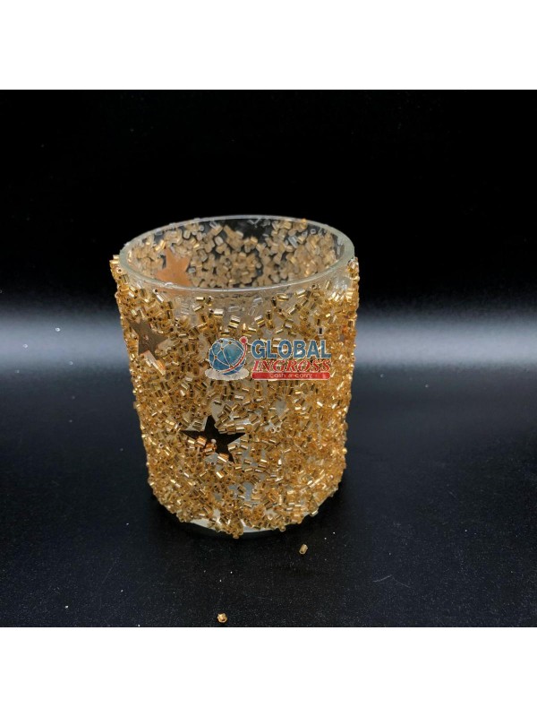 P/CANDELA VETRO ORO PAILLETTES 7x9