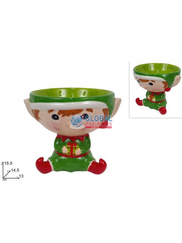 ALZATINA CERAMICA ELFO NATALE