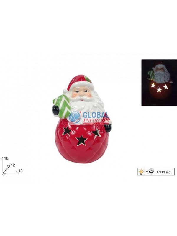 BABBO NATALE CERAMICA 18cm CON LUCE