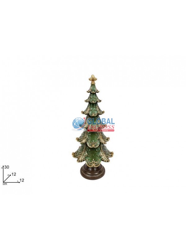 ALBERO CERAMICA 30cm VERDE DECORO ORO