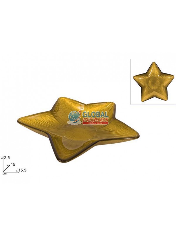 PIATTINO VETRO STELLA ORO