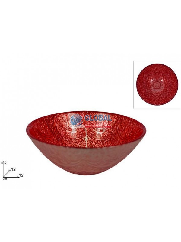 CIOTOLA VETRO DECORO DAMASCO ROSSO