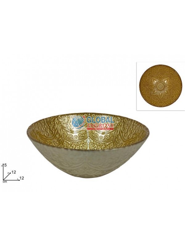 CIOTOLA VETRO DECORO DAMASCO ORO