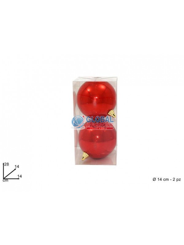 PALLE 14cm 2pz ROSSO LUCIDO