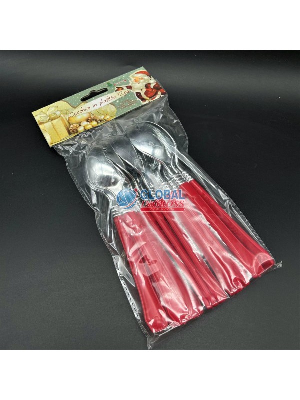 CUCCHIAI PLASTICA ROSSI12pz