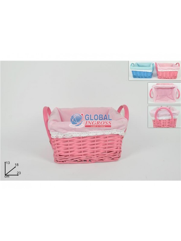 CESTO VIMINI ROSA - AZZURRO 23x18