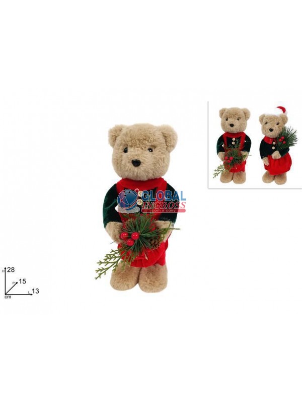 ORSO CON VESTITO VELLUTO 28cm ASS.