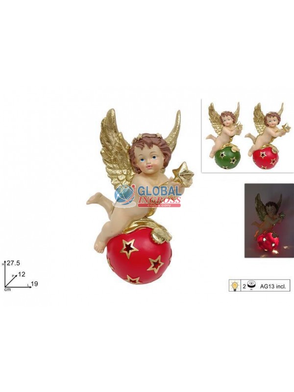 ANGELO SU PALLA C/DECORO ORO 27cm C/LUCE