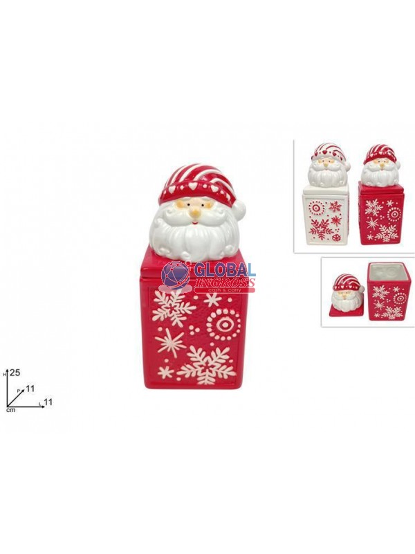 BARATTOLO CERAMICA 25cmC/VISO BABBO ROSSO/BIANCO