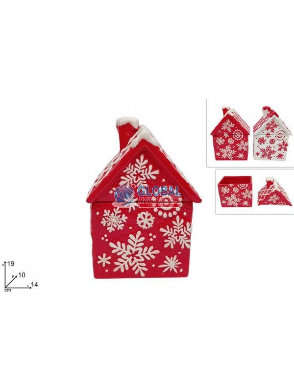 BARATTOLO CERAMICA 19cmCASA ROSSO/BIANCO